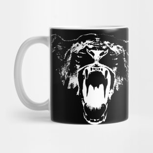 Black and White Roaring Lion Mug